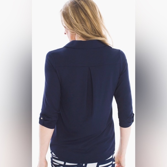 NWT Chico’s Pleated Placket Polo - Picture 3 of 8